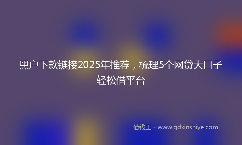 黑户下款链接2025年推荐，梳理5个网贷大口子轻松借平台