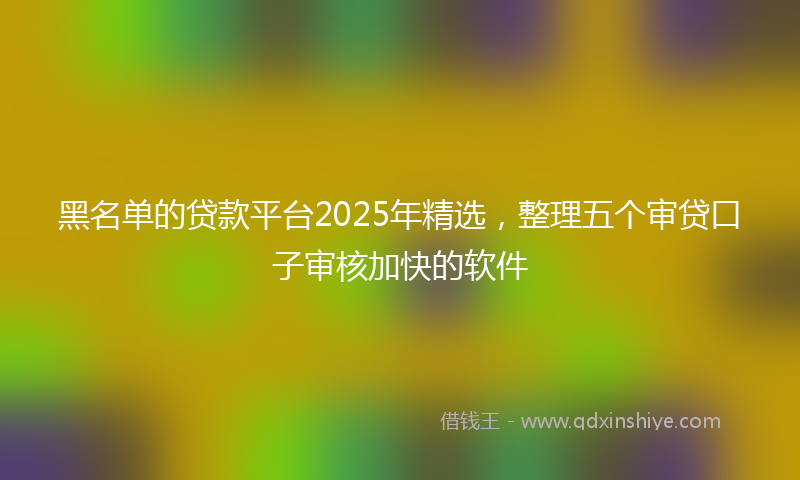 黑名单的贷款平台2025年精选，整理五个审贷口子审核加快的软件