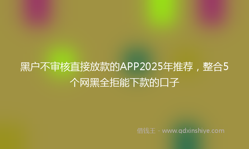 黑户不审核直接放款的APP2025年推荐，整合5个网黑全拒能下款的口子