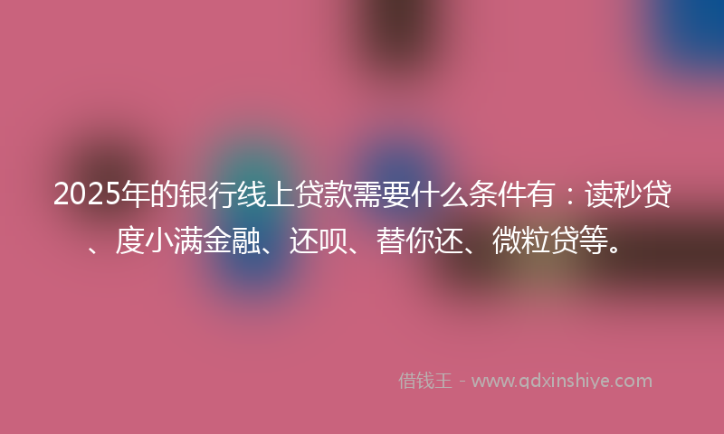 2025年的银行线上贷款需要什么条件有：读秒贷、度小满金融、还呗、替你还、微粒贷等。
