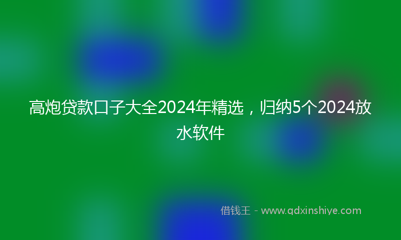 高炮贷款口子大全2024年精选，归纳5个2024放水软件