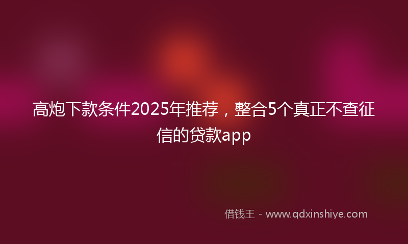 高炮下款条件2025年推荐，整合5个真正不查征信的贷款app