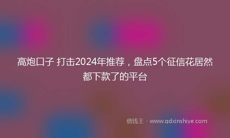 高炮口子 打击2024年推荐，盘点5个征信花居然都下款了的平台