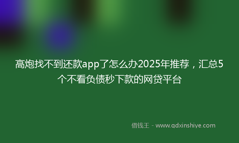 高炮找不到还款app了怎么办2025年推荐，汇总5个不看负债秒下款的网贷平台