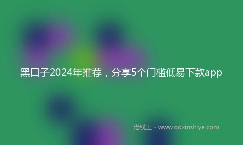 黑口子2024年推荐，分享5个门槛低易下款app