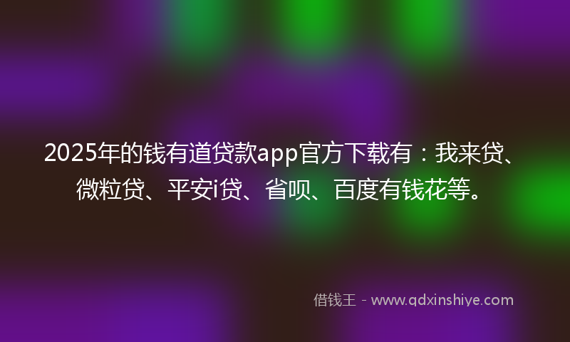 2025年的钱有道贷款app官方下载有：我来贷、微粒贷、平安i贷、省呗、百度有钱花等。