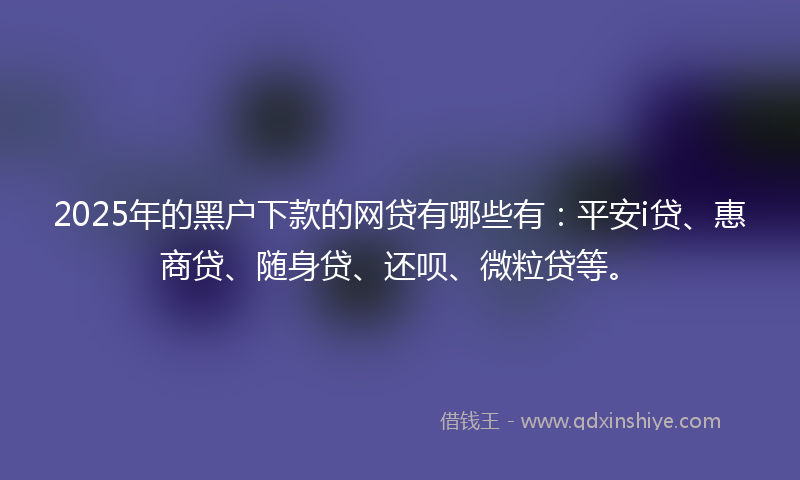 2025年的黑户下款的网贷有哪些有：平安i贷、惠商贷、随身贷、还呗、微粒贷等。