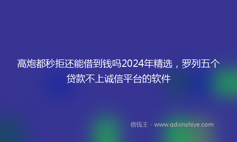 高炮都秒拒还能借到钱吗2024年精选，罗列五个贷款不上诚信平台的软件