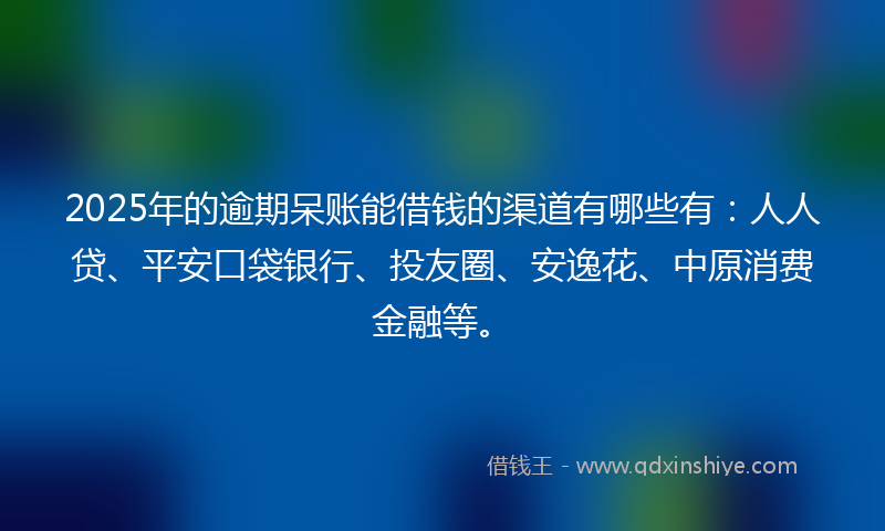 2025年的逾期呆账能借钱的渠道有哪些有：人人贷、平安口袋银行、投友圈、安逸花、中原消费金融等。