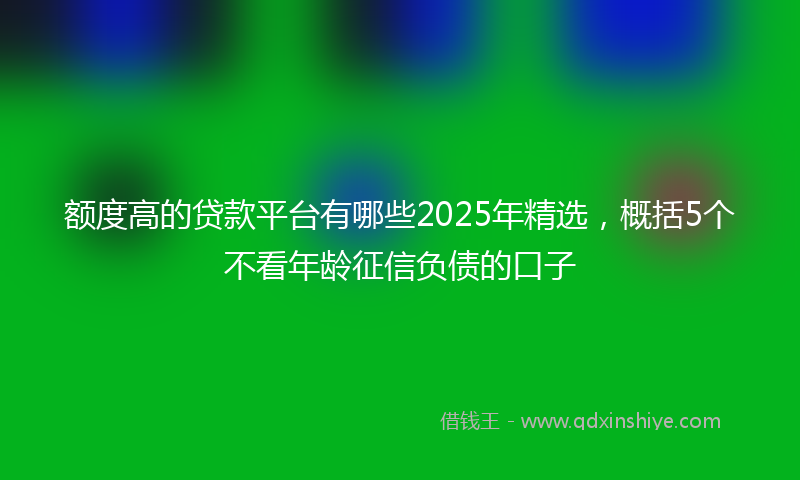 额度高的贷款平台有哪些2025年精选，概括5个不看年龄征信负债的口子