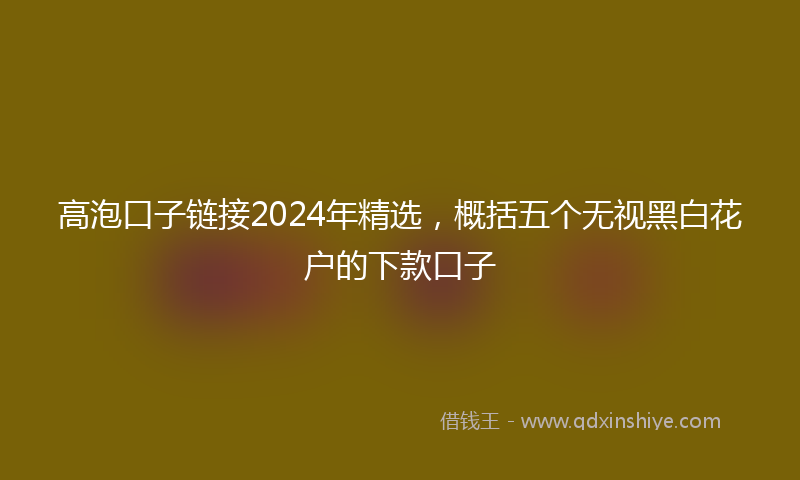 高泡口子链接2024年精选，概括五个无视黑白花户的下款口子