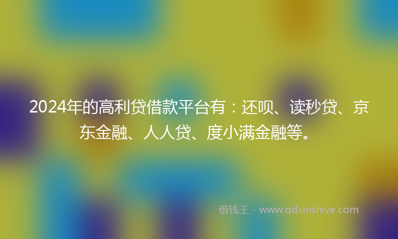 2024年的高利贷借款平台有：还呗、读秒贷、京东金融、人人贷、度小满金融等。