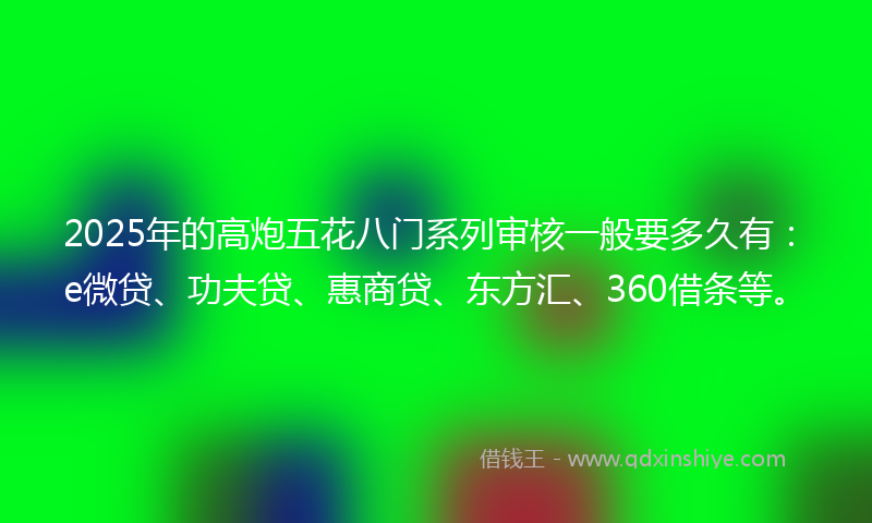 2025年的高炮五花八门系列审核一般要多久有：e微贷、功夫贷、惠商贷、东方汇、360借条等。