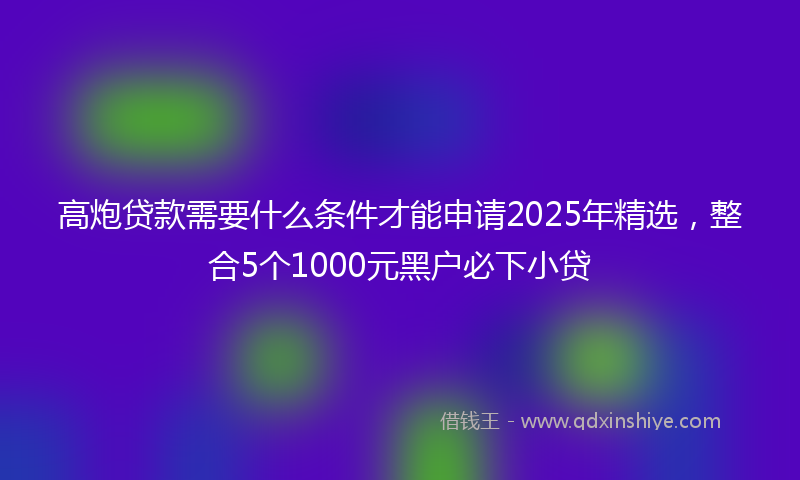 高炮贷款需要什么条件才能申请2025年精选，整合5个1000元黑户必下小贷