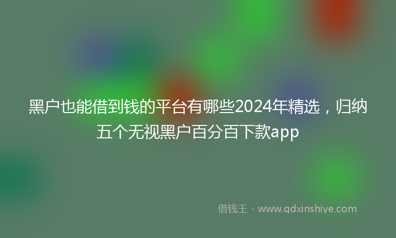 黑户也能借到钱的平台有哪些2024年精选，归纳五个无视黑户百分百下款app