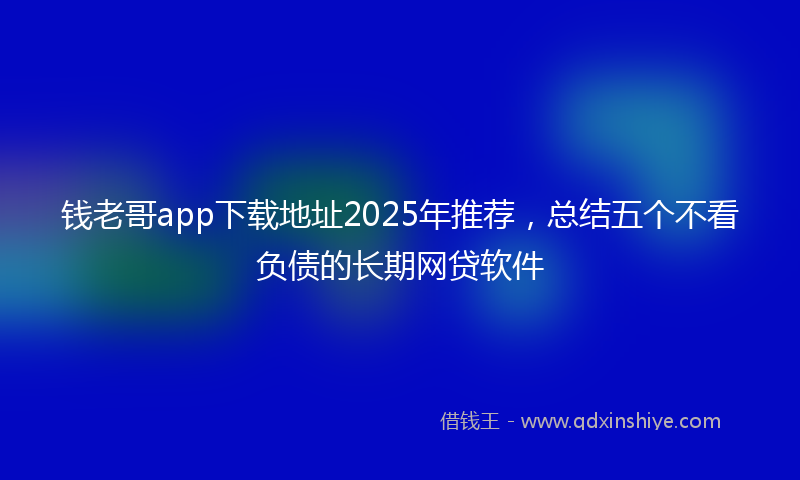 钱老哥app下载地址2025年推荐，总结五个不看负债的长期网贷软件