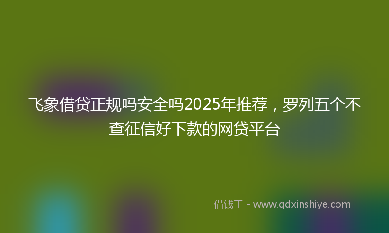 飞象借贷正规吗安全吗2025年推荐，罗列五个不查征信好下款的网贷平台