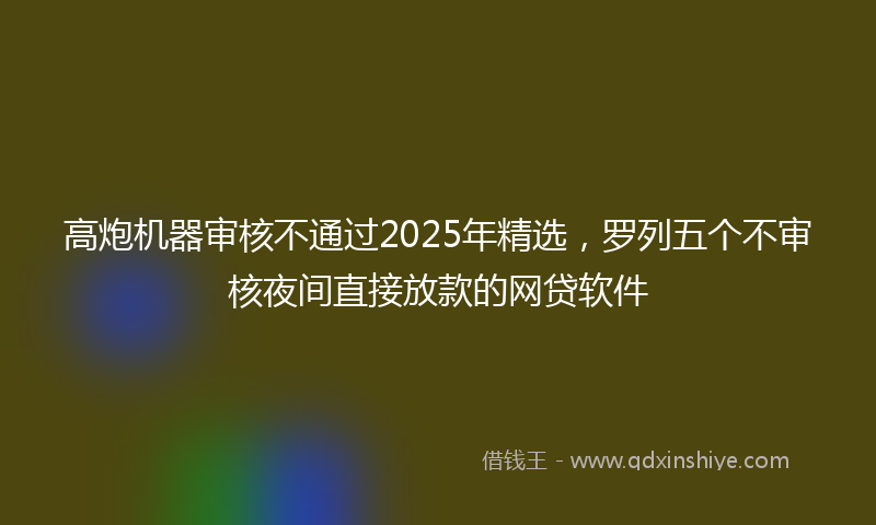 高炮机器审核不通过2025年精选，罗列五个不审核夜间直接放款的网贷软件