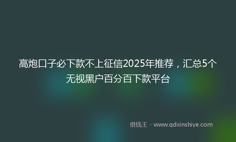 高炮口子必下款不上征信2025年推荐，汇总5个无视黑户百分百下款平台