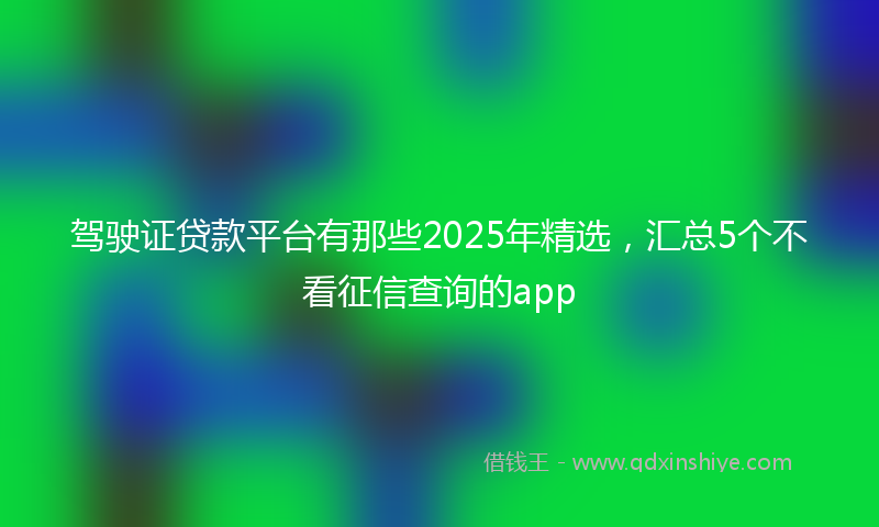 驾驶证贷款平台有那些2025年精选，汇总5个不看征信查询的app