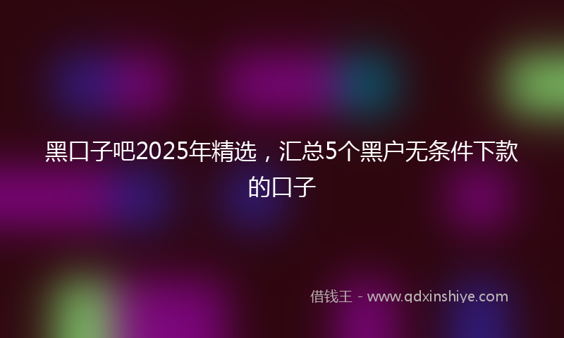 黑口子吧2025年精选，汇总5个黑户无条件下款的口子