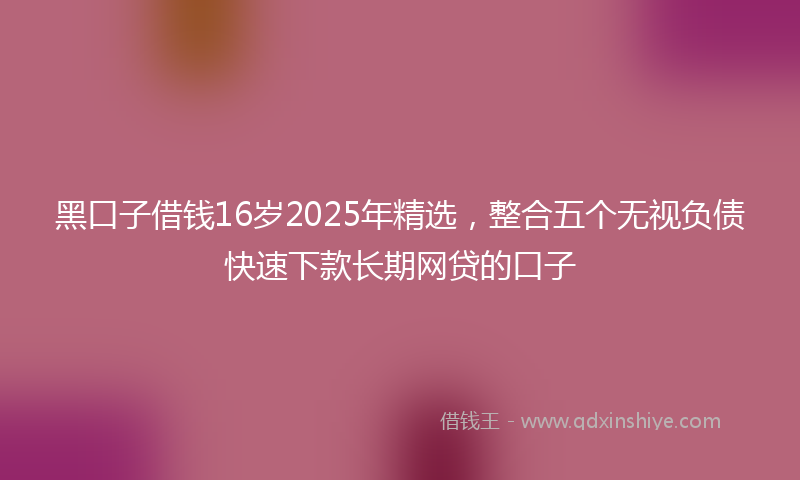 黑口子借钱16岁2025年精选，整合五个无视负债快速下款长期网贷的口子