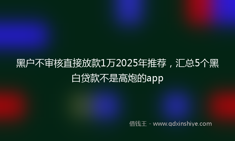 黑户不审核直接放款1万2025年推荐，汇总5个黑白贷款不是高炮的app