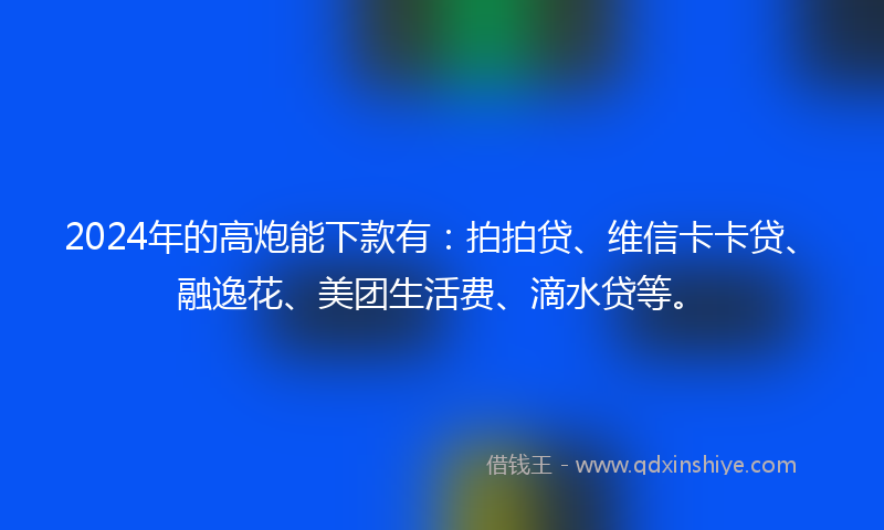 2024年的高炮能下款有：拍拍贷、维信卡卡贷、融逸花、美团生活费、滴水贷等。