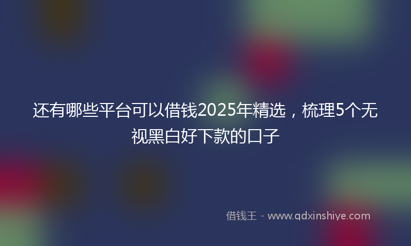 还有哪些平台可以借钱2025年精选，梳理5个无视黑白好下款的口子