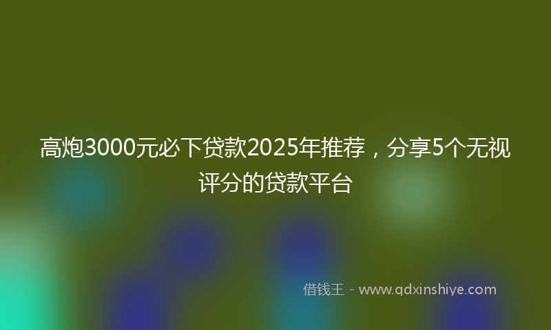高炮3000元必下贷款2025年推荐，分享5个无视评分的贷款平台