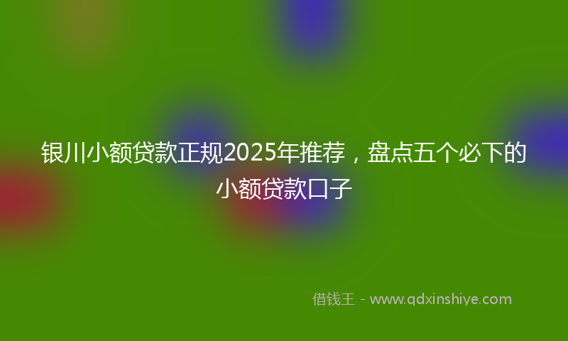银川小额贷款正规2025年推荐，盘点五个必下的小额贷款口子