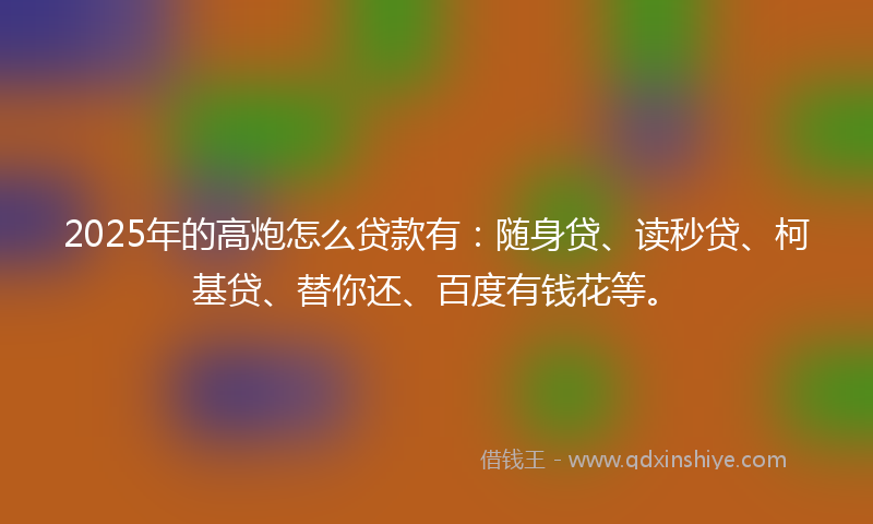 2025年的高炮怎么贷款有：随身贷、读秒贷、柯基贷、替你还、百度有钱花等。