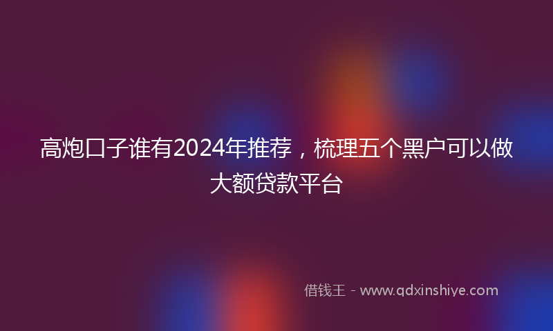 高炮口子谁有2024年推荐，梳理五个黑户可以做大额贷款平台