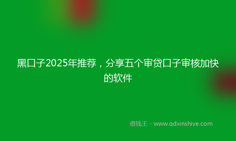 黑口子2025年推荐，分享五个审贷口子审核加快的软件
