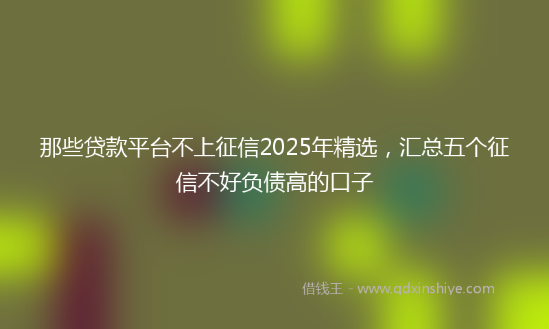 那些贷款平台不上征信2025年精选，汇总五个征信不好负债高的口子