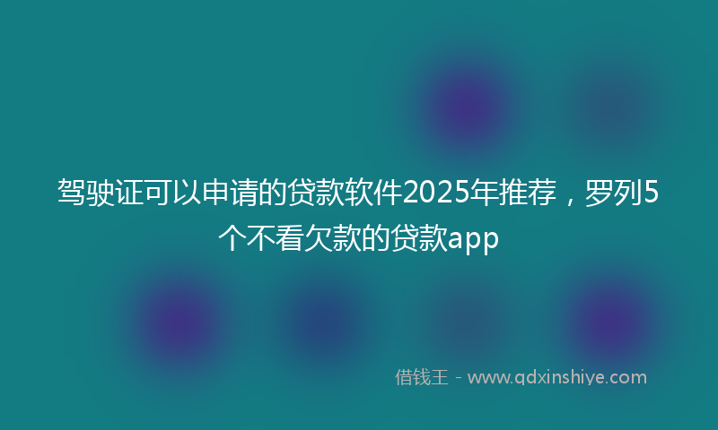 驾驶证可以申请的贷款软件2025年推荐，罗列5个不看欠款的贷款app
