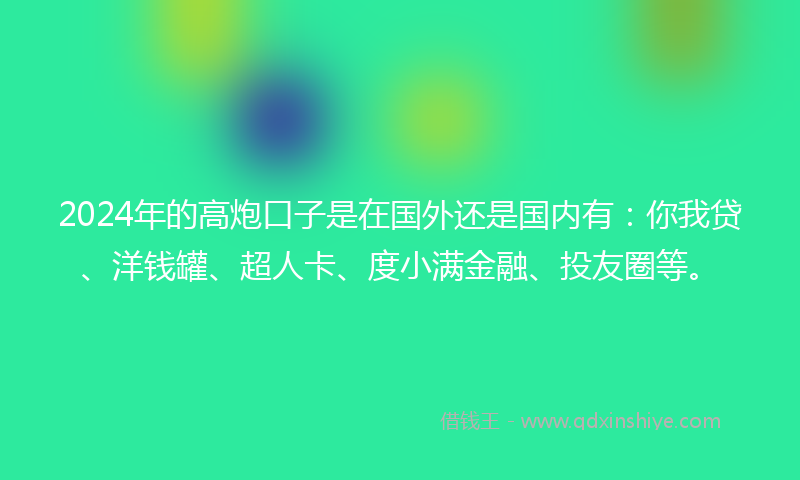 2024年的高炮口子是在国外还是国内有：你我贷、洋钱罐、超人卡、度小满金融、投友圈等。