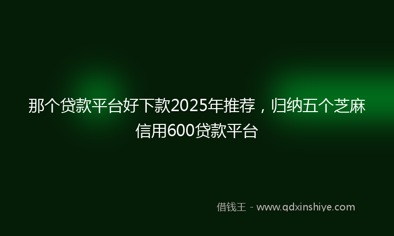 那个贷款平台好下款2025年推荐，归纳五个芝麻信用600贷款平台