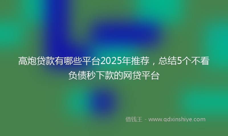 高炮贷款有哪些平台2025年推荐，总结5个不看负债秒下款的网贷平台