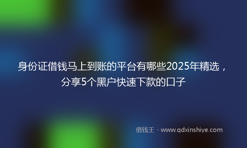 身份证借钱马上到账的平台有哪些2025年精选，分享5个黑户快速下款的口子