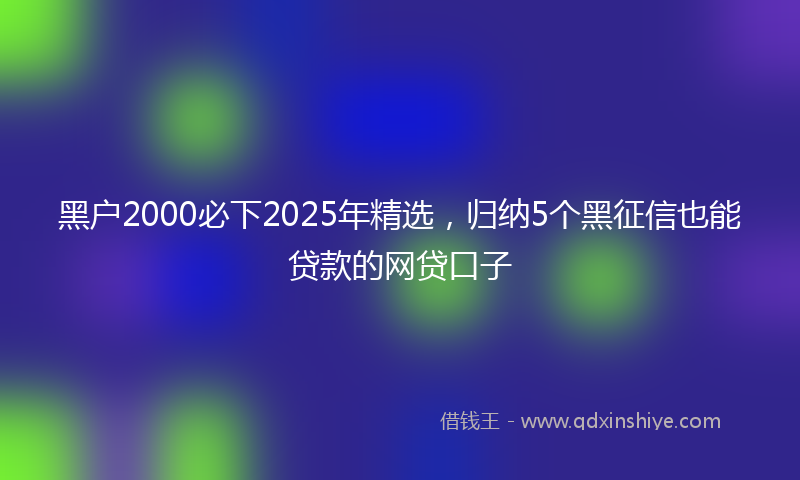黑户2000必下2025年精选，归纳5个黑征信也能贷款的网贷口子