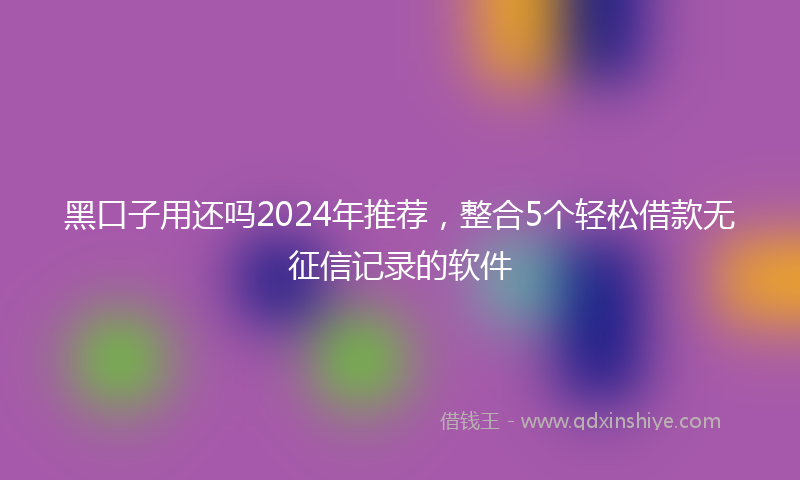 黑口子用还吗2024年推荐，整合5个轻松借款无征信记录的软件