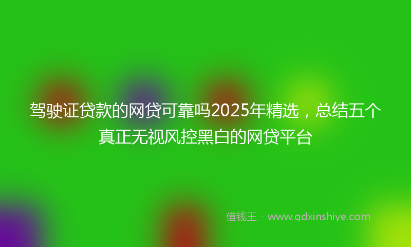 驾驶证贷款的网贷可靠吗2025年精选，总结五个真正无视风控黑白的网贷平台