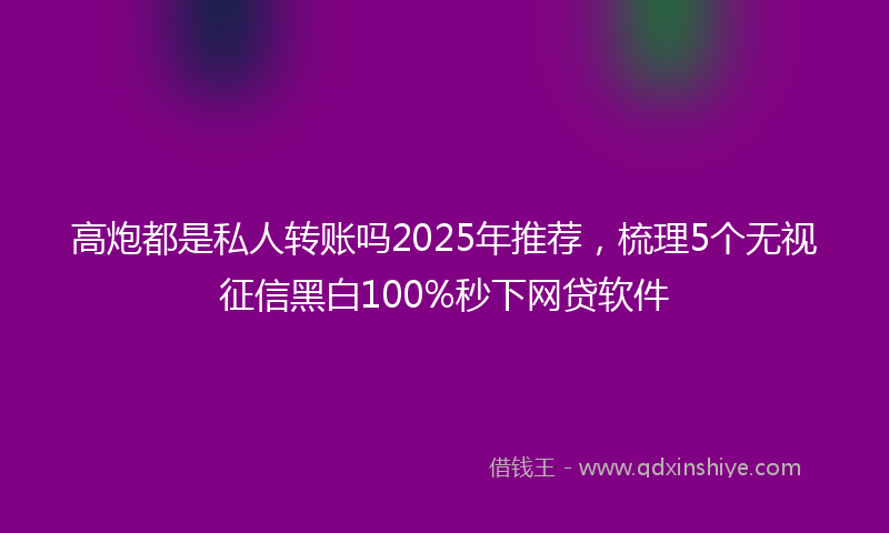 高炮都是私人转账吗2025年推荐，梳理5个无视征信黑白100%秒下网贷软件