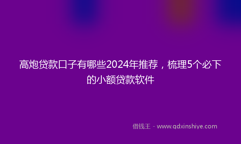 高炮贷款口子有哪些2024年推荐，梳理5个必下的小额贷款软件
