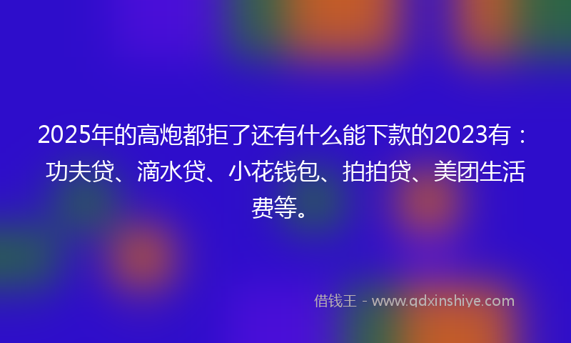 2025年的高炮都拒了还有什么能下款的2023有：功夫贷、滴水贷、小花钱包、拍拍贷、美团生活费等。