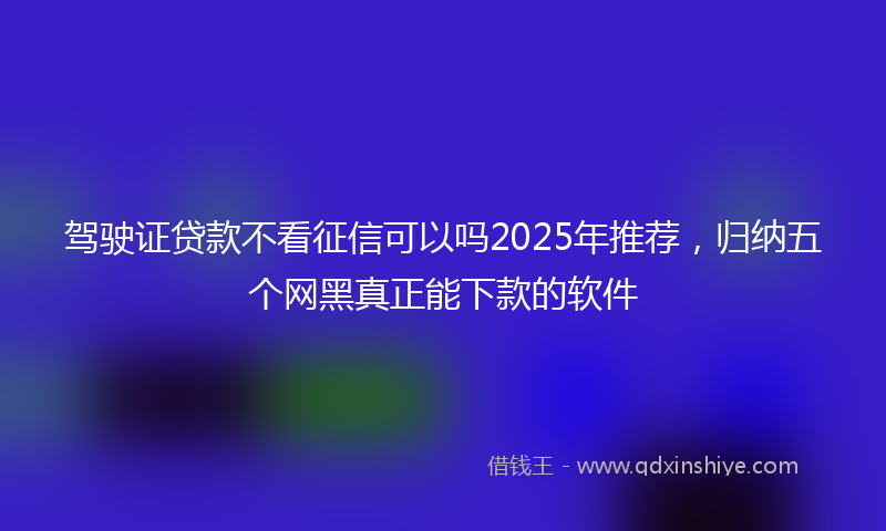 驾驶证贷款不看征信可以吗2025年推荐，归纳五个网黑真正能下款的软件