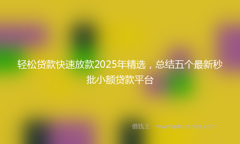 轻松贷款快速放款2025年精选，总结五个最新秒批小额贷款平台