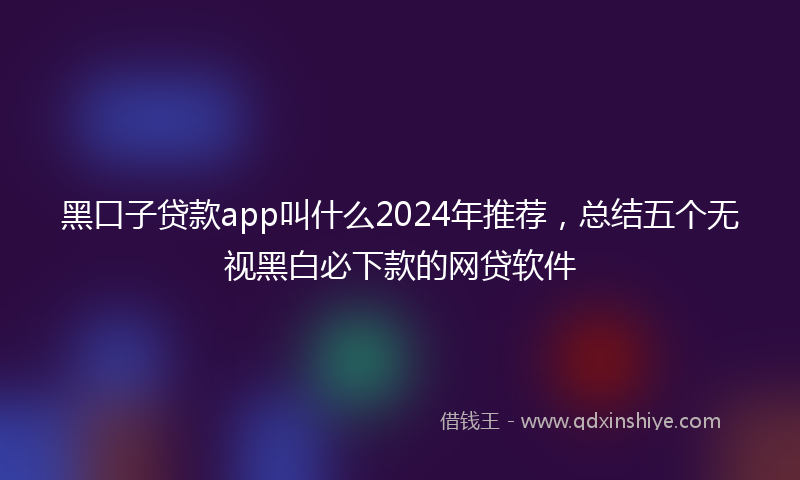 黑口子贷款app叫什么2024年推荐，总结五个无视黑白必下款的网贷软件