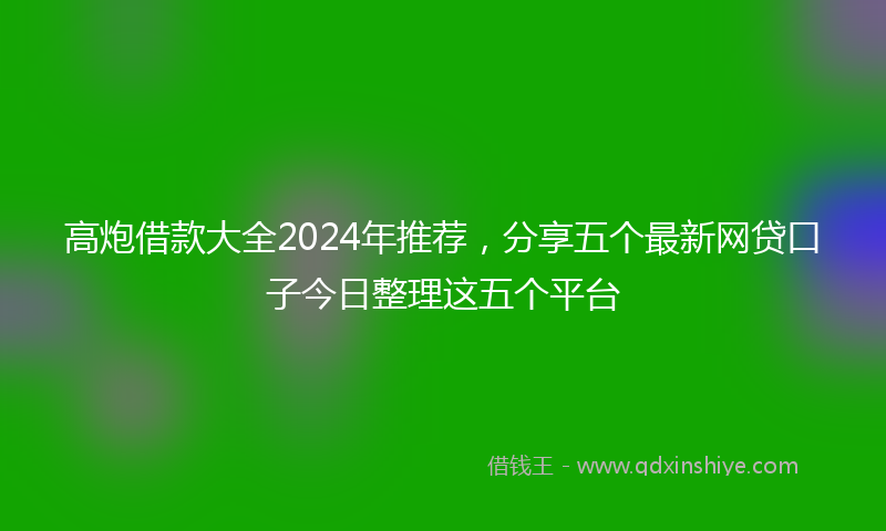 高炮借款大全2024年推荐，分享五个最新网贷口子今日整理这五个平台